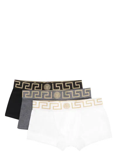 VERSACE MEN'S SET OF THREE COTTON BOXERS | SIZE 8 | AU103261A10011 COLOR A3278