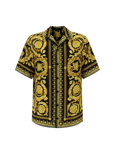 Versace Silk Shirt In Negro