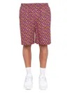 Versace Shorts With La Greca Print In Multicolour
