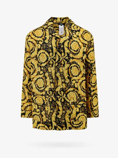 Versace Men Sik Pajama Shirt With Barocco Motif