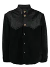 Versace Faux Shearling And Technical Jacquard Jacket In Black