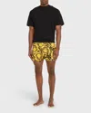 Versace Baroque Print Silk Loungewear Shorts In 5b000-black Gold