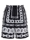 Versace Men Medusa Chains Silk Shorts In Black