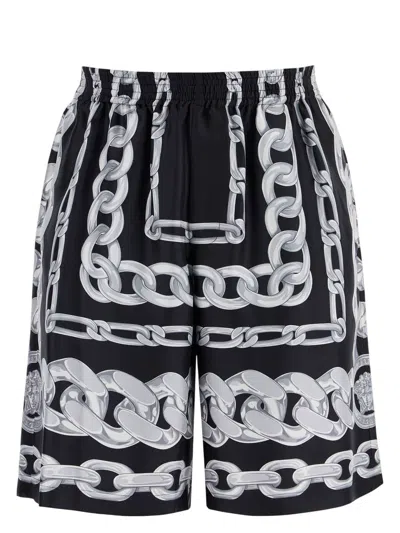 VERSACE MEN'S SILK BERMUDA SHORTS