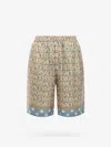 Versace Silk Bermuda Shorts With All-over Logo In Neutral