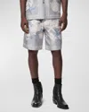 Versace Barocco Sea Print Silk Shorts In Cocretedusty Blueb