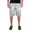 Versace Men's Silver Baroque Print Silk Twill Shorts In Multi