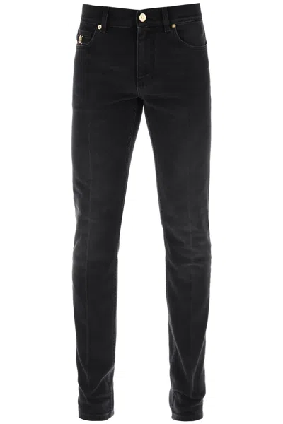 Versace Men's Slim Fit Black Five-pocket Jeans With Biggie Medusa Detail
