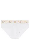 Versace Stretch Cotton Boxer Shorts With Greek Motif In White