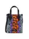 VERSACE MEN'S SMALL SNAKESKIN PATTERN LEATHER TOTE