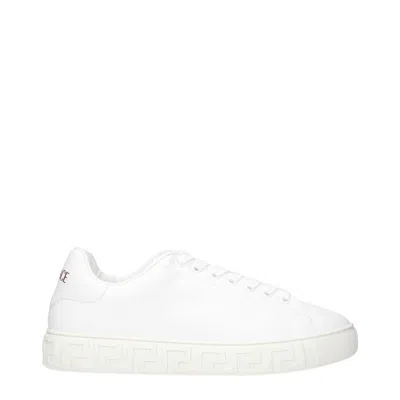 Versace Logo-embroidered Low-top Sneakers In White