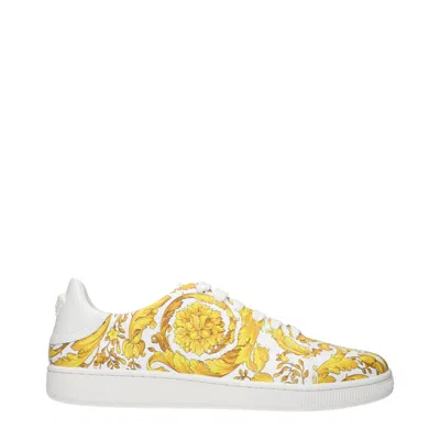 Versace Men's Sneakers White/yellow Leather