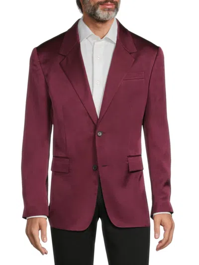 Versace Men's Solid Silk Blazer In Dark Red