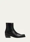 VERSACE MEN'S SQUARE-TOE LEATHER ANKLE BOOTS