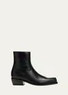 Versace Black Leather Ankle Boots In Black Ruthenium