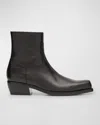 Versace Black Leather Ankle Boots In Black Ruthenium