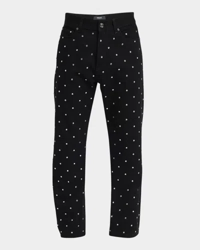 Versace Men's Starry Sky Embellished Jeans In Black