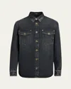 Versace Button-up Denim Jacket In Medium Black