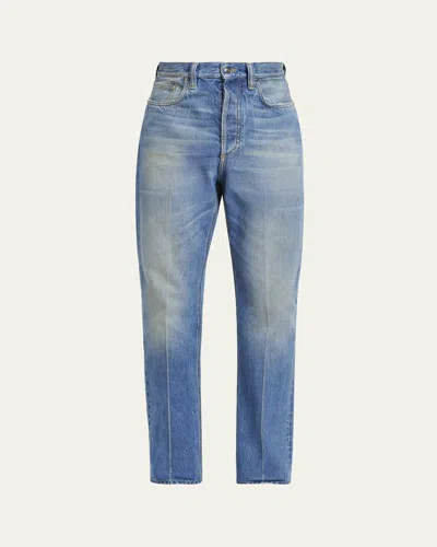 Versace Men's Straight-leg Denim Jeans In Animal Print