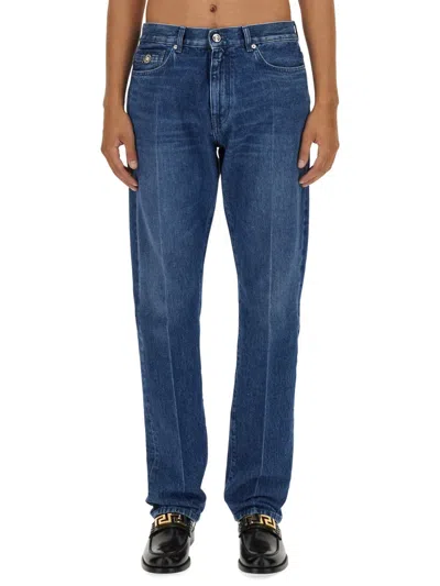 Versace Men's Straight-leg Mid-rise Jeans, Waist Size 31" In Blue