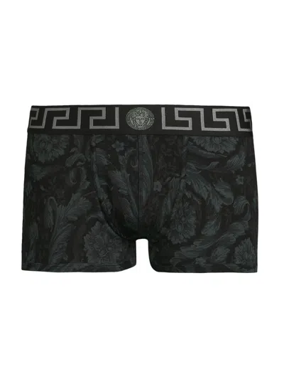 Versace Men's Stretch Cotton Boxer Briefs In Black