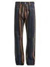 Versace Denim Jeans Striped Pattern Belt Loops In Neutral