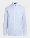 Versace Long-sleeved Striped Buttoned Shirt In 95pastel Bluegold