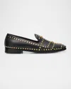 Versace Studded Medusa Leather Loafers In Black  Gold