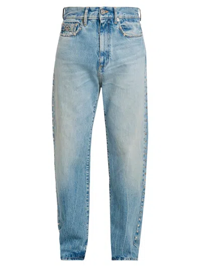 Versace Men's Studded Tapered-leg Jeans In Blue