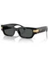 Versace 53mm Plaque Rectangular Sunglasses In Black