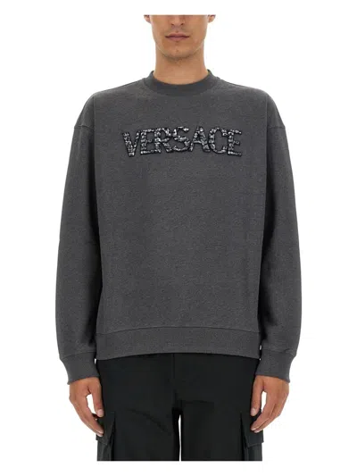 VERSACE MEN'S SWEATSHIRT WITH CROCODILE LOGO
