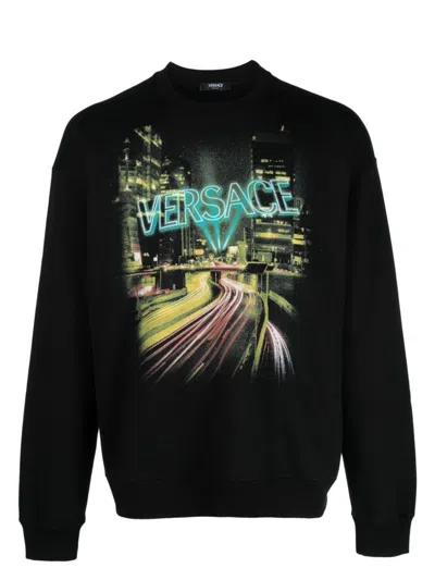 Versace Men's Sweatshirt With Logo In Black