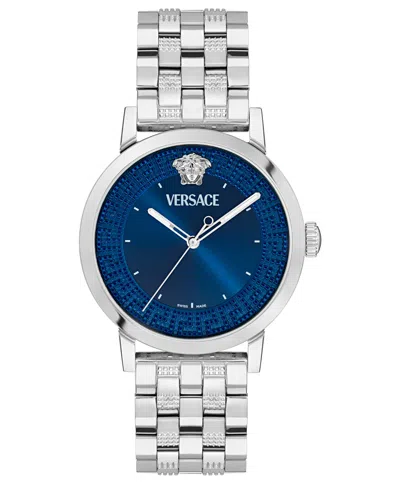 Versace Men's Swiss Albireo Stainless Steel Bracelet Watch 40mm In Silver