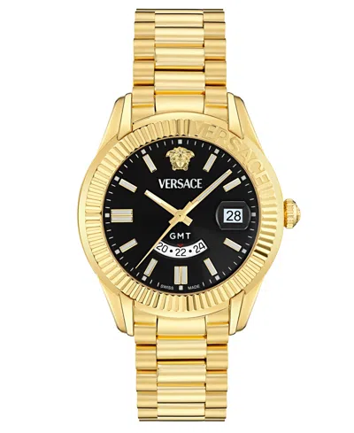 Versace Men's Swiss Apodis Gmt Gold Ion Plated Bracelet Watch 41mm