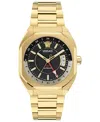 Versace Men's Swiss Automatic V-contempo Gmt Gold Ion Plated Bracelet Watch 40x48mm In Gold