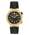 VERSACE MEN'S SWISS BLACK RUBBER STRAP WATCH 43MM