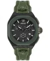 Versace Men's Swiss Chronograph Black Silicone Strap Watch 44mm In Black