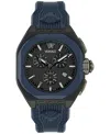Versace Men's Swiss Chronograph Blue Silicone Strap Watch 44mm In Black