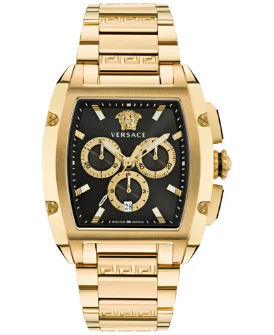 Versace Men's Swiss Chronograph Dominus Gold Ion Plated Bracelet Watch 42x50mm In Yellow Gold