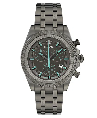 Versace Men's Swiss Chronograph Fornax Gunmetal Ion Plated Bracelet Watch 43mm
