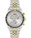 Versace Men's Swiss Chronograph Greca Chrono Wave Two-tone Stainless Steel Bracelet Watch 43mm In Two Tone