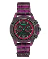 VERSACE MEN'S SWISS CHRONOGRAPH PINK SILICONE STRAP WATCH 44MM