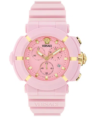 Versace Men's Swiss Chronograph Real Active Pink Tpu Strap Watch 45mm