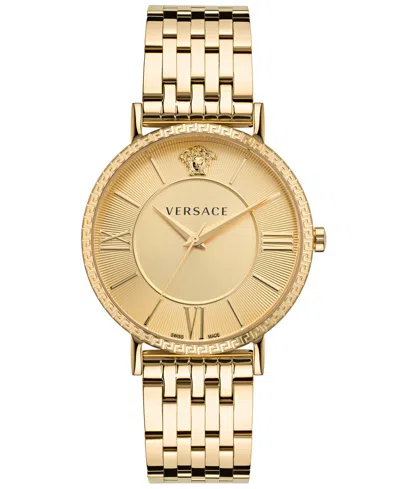 Versace Men's Swiss Gold Ion Plated Stainless Steel Bracelet Watch 42mm