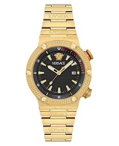 Versace Men's Swiss Gold Ion Plated Stainless Steel Bracelet Watch 43mm