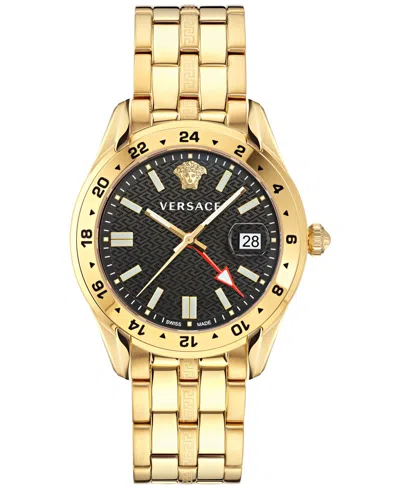 Versace Greca Time Gmt Watch In Gold