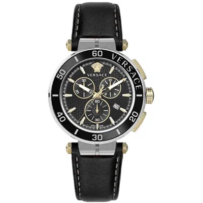 Pre-owned Versace Men's Swiss Made Chronographs W/day Display Medusa Series