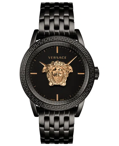 Versace Men's Swiss Palazzo Empire Black Ion-plated Stainless Steel Bracelet Watch 43mm