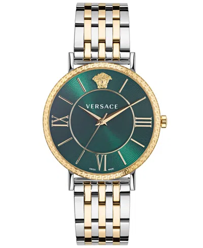 Versace Men's Swiss Two-tone Stainless Steel Bracelet Watch 42mm In Two Tone