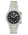 Versace Men's Swiss Two-tone Stainless Steel Bracelet Watch 43mm In Two Tone